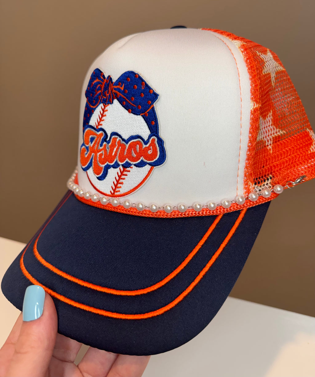 Astros Bow Trucker Hat (Small dot defect)